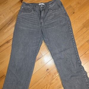Abercrombie & Fitch Gray Studded Straight Leg Jeans